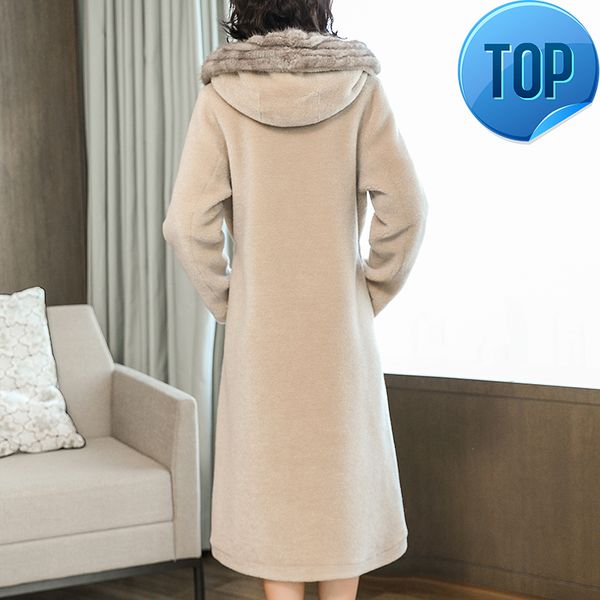 

overcoat sheep shearing women new 2020 real fur coat female natural long jacket plus size 4xl casaco feminino lx2426, Black