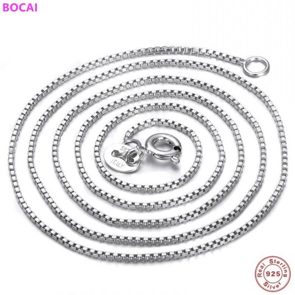 

bocai s925 sterling silver necklace 2020 new fashion thai silver male individual quartet box pure necklace