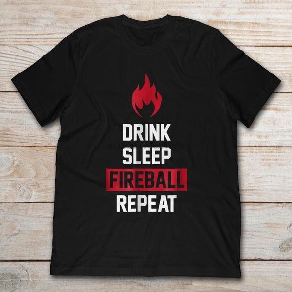 

brand drink sleep fireball repeat t-shirt men short sleeve t-shirt