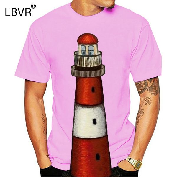 

красный белый маяк mens tee -image высокого качества tee shirt