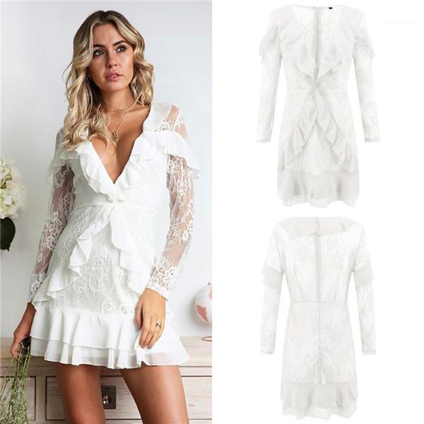 

dresses summer long sleeve dress v neck lace casual dresses female clothing women designer bodycon, Black;gray