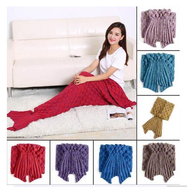 

soft knitted mermaid rug tail blanket crochet handmade sleeping bag for kids all season birthday christmas gift