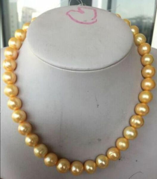 

великолепная 12-14mm австралийского жемчужное ожерелье южного моря золота 18, Silver