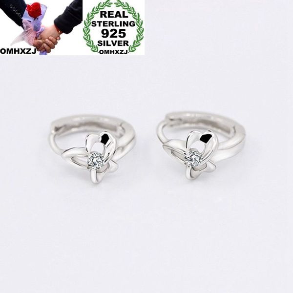 

hoop & huggie omhxzj wholesale european fashion woman girl party wedding gift white zircon s925 sterling silver earrings ea447, Golden;silver