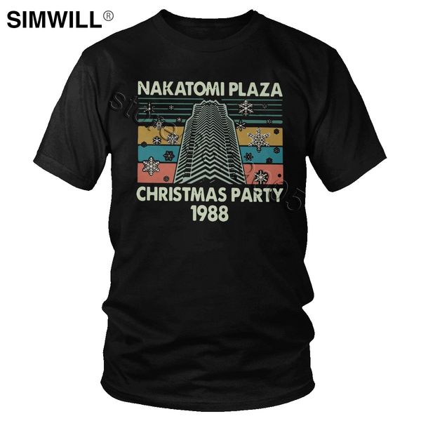 

vintage nakatomi plaza christmas party 1988 t shirt men cotton pop culture t-shirt retro round neck short sleeve tee gift merch