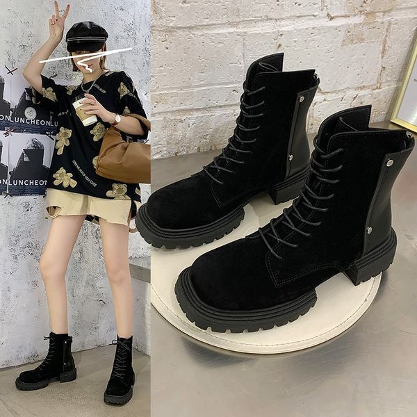 

new women's warm snow ankle boots lace-up suede boots shoes girls winter b953, Black