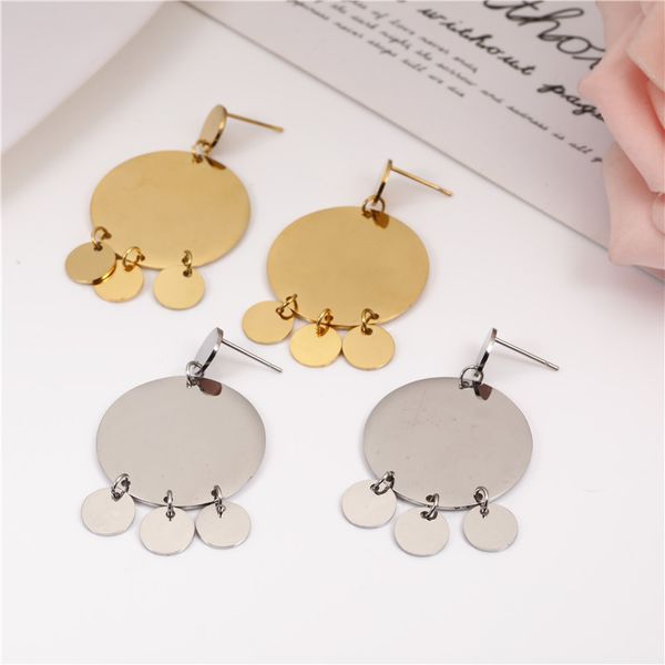 

round earrings 2020 fashion jewelry accessories stainless steel earrings for women drop set ing, Silver