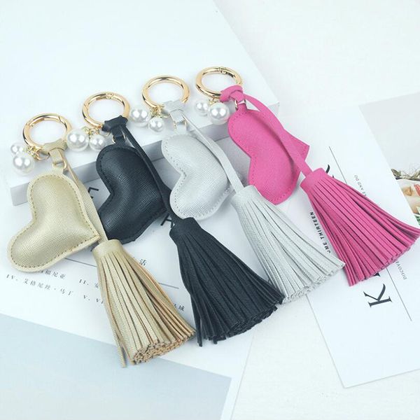 

new fashion keychain cute style love heart faux leather simple decor bag pendant car key hanging accessories gift, Silver