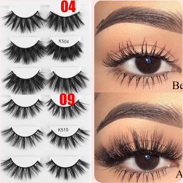 

3 pair 25mm long 3d soft mink hair false eyelashes wispy cross fluffy lashes 9 style resuable lashes eye makeup extension tool
