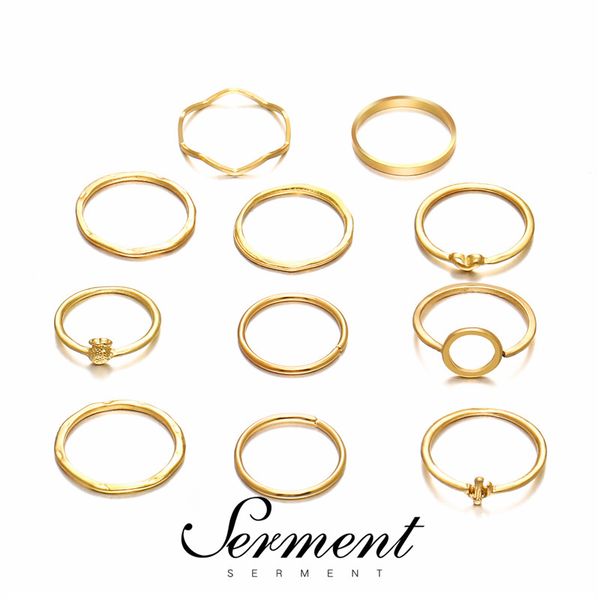 

wedding rings serment trendy fashion love pineapple cactus ring set lady jewelry accessories gilded color 11 piece, Slivery;golden