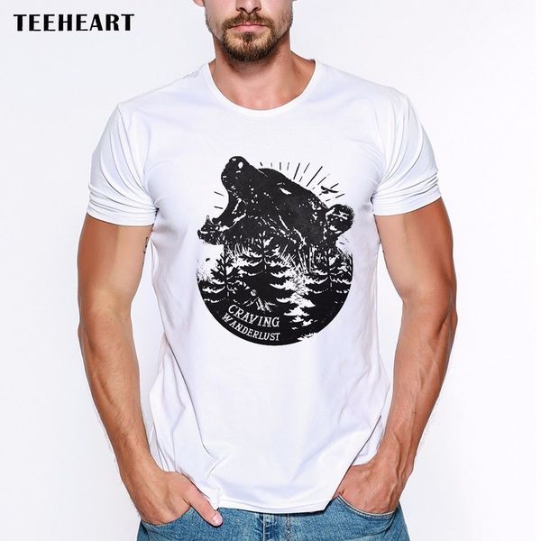 

2019 male selling craving wanderlust bear roar woods hipster funny joke men t shirt tee summer tee shirt