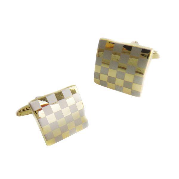 

2pcs mens classic checkered cufflinks french shirts buttons cuff links, Silver