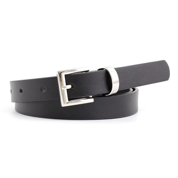 

2020 new designer women's narrow thin black brown white pink leather waist belt female vintage pin buckle belts for women dress