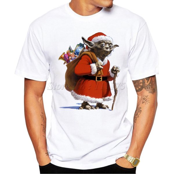 

2019 new fashion santa yoda design men's t shirt cool casual male t-shirt