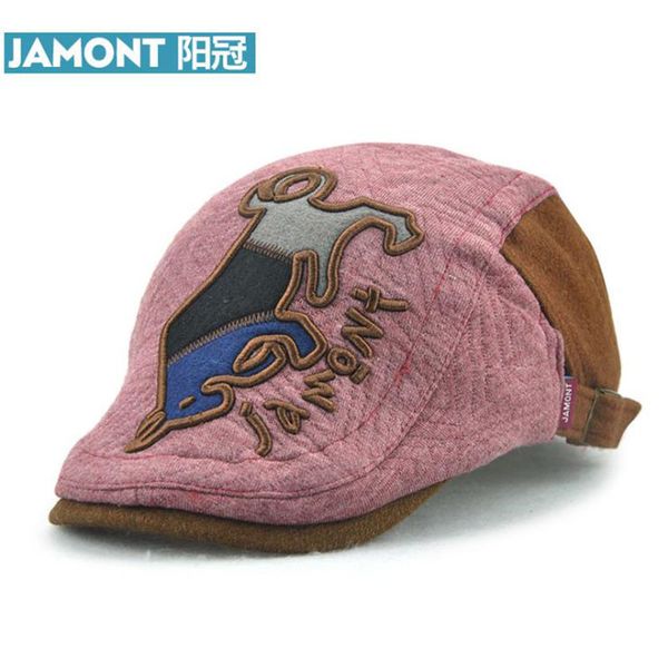 

berets [jamont] winter kids hat boy beret visors cap embroidery bull warm boys flat caps children's casquette gorras, Blue;gray