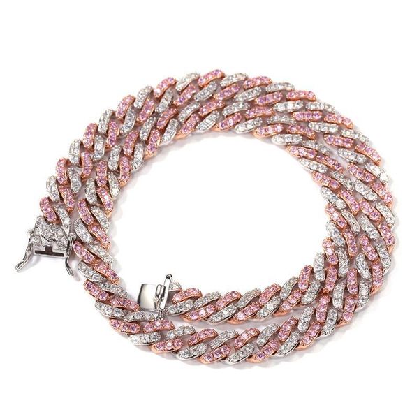 

8mm Hiphop Link Chains Bling Cubic Zirconia Mens Hip Hop Jewelry Set Full Diamond Bracelet Necklace Miami Cuban Gold Chain