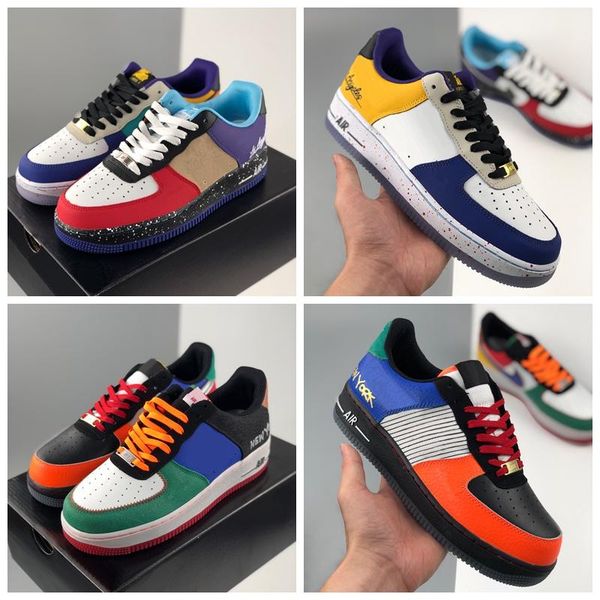 

what the la nyc low 1 07 stitching graffiti mens women designer air sports sneakers platform trainers size 36-46