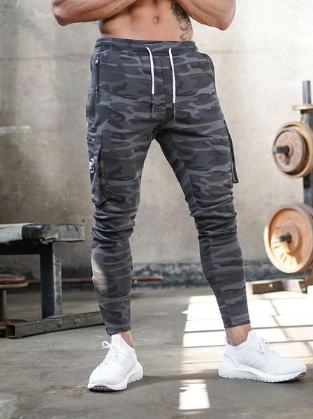 

fashion mens pants fitness sports mens cargo pants camouflage fitness trousers running training pants new casual, Blue