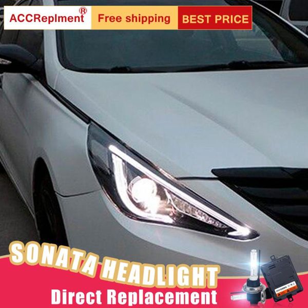 

2pcs led headlights for sonata 2011-2014 led car lights angel eyes xenon hid kit fog lights daytime running