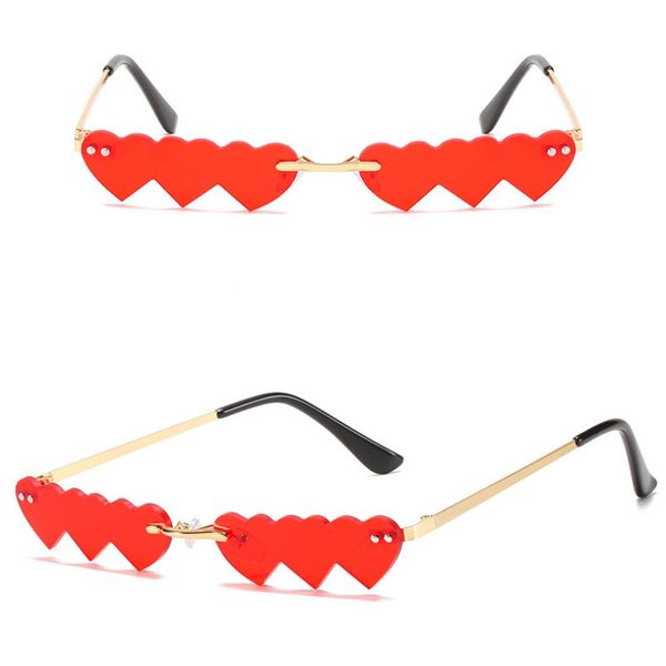 

fashion connected love sunglasses women metal frameless small party glasses cool designer shade 6 colors wholesale, White;black