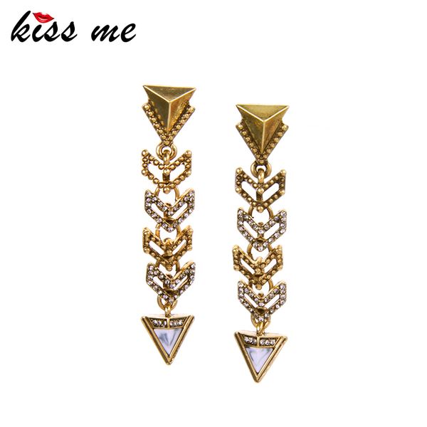 

kiss me alloy crystal geometric long earrings for women new fashion vintage jewelry drop earrings, Silver