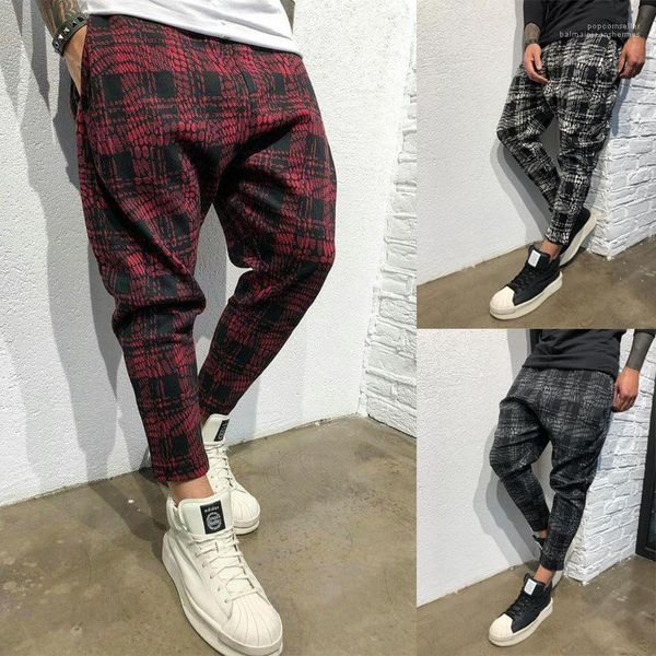 

trousers plaids designer long pencil pants casual sports pant fall autumn men new, Black