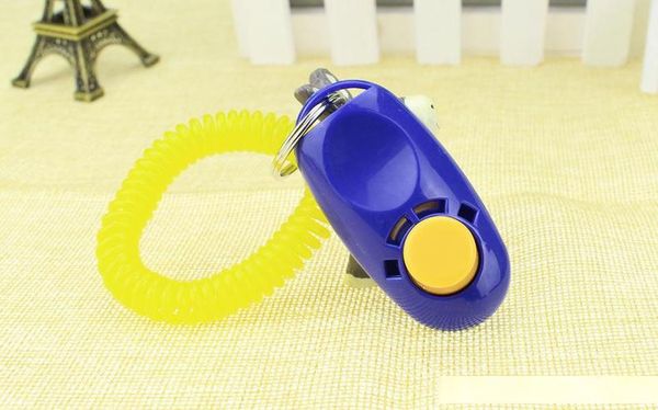 

wholesale dog pet cat puppy button click clicker training trainer aid wrist strap guide