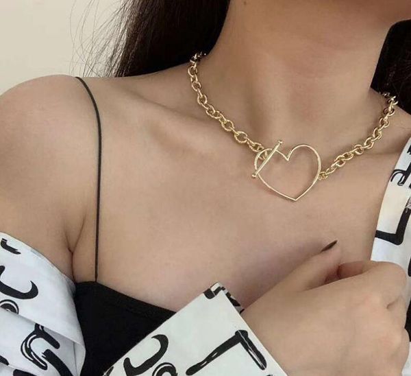 

love hollow ins tide hip hop thick chain titanium steel clavicle chain necklace, Silver