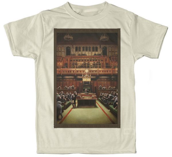 

обезьяны парламент t-shirt design by banksy футболочку высокое качество печати casual