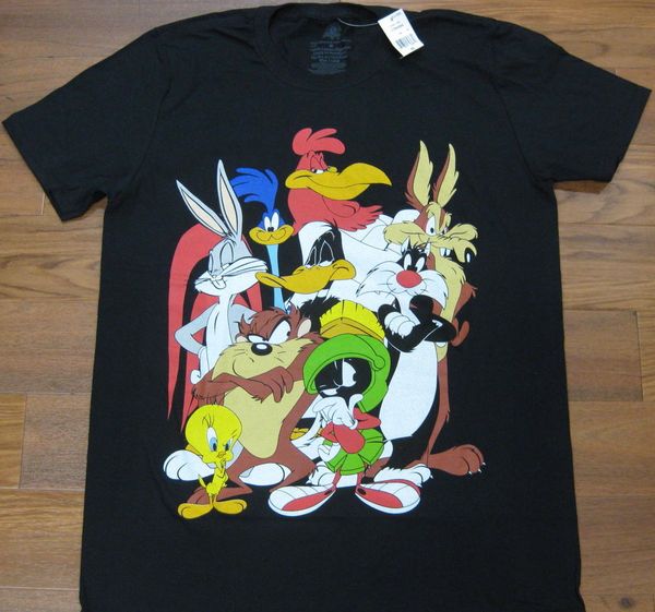 

looney tunes black t shirt bugs bunny daffy duck tweety bird new men