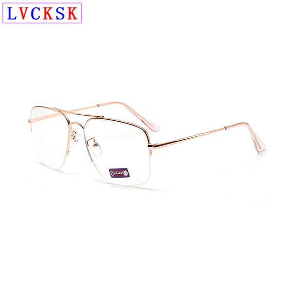 

fashion metal large semi rim pilot glasses frame women men transparent eyeglasses myopia presbyopia glasses frames 6color n5, Black