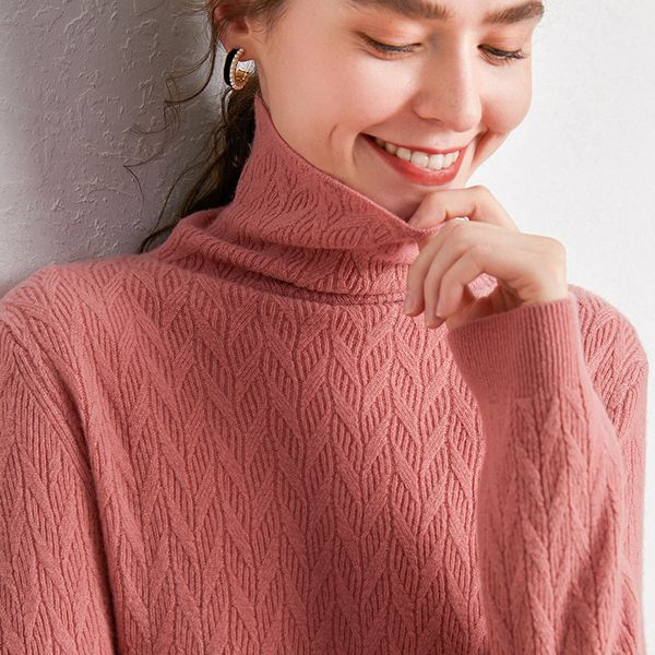 

zocept 2020 new autumn winter women's pure merino wool knitted twisted sweater turtleneck fashion all-match pullover, White;black