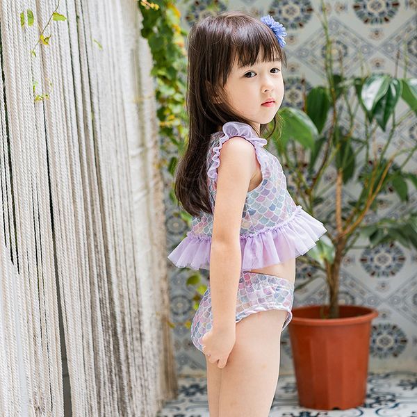 

new swimsuit childrens mermaid swimsuit girls swimsuit split bikini three-piece one product dropshipping, Blue