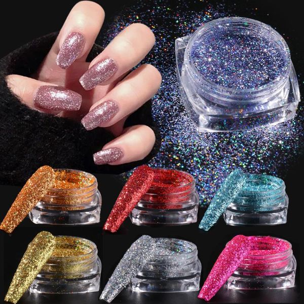

nail glitter shining laser sequin dipping holographic art pigment powder mirror polishing chrome dazzling dust beszf01-18, Silver;gold