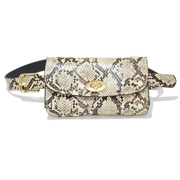 

new fashion fanny pack women belt bag leather waist bag fashion women's snake pattern pu messenger shoulder chest pochete homem, Black;brown