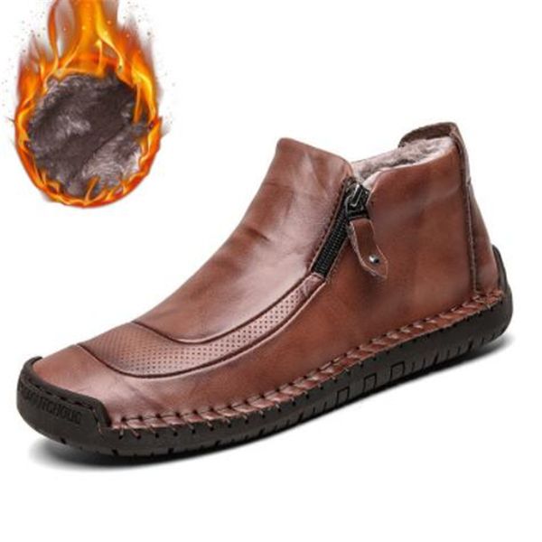 

boots men cotton shoes comfortable warm lightweight breathable fashion wear non-slip design, Black