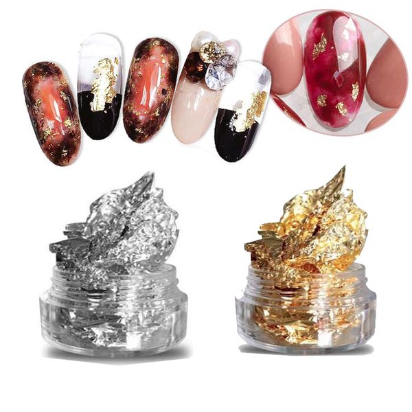 

addfavor metal nail foil gold silver aluminum leaf flakes 3d decals foils nail art decoration accessories for uv, resin crafts, Black