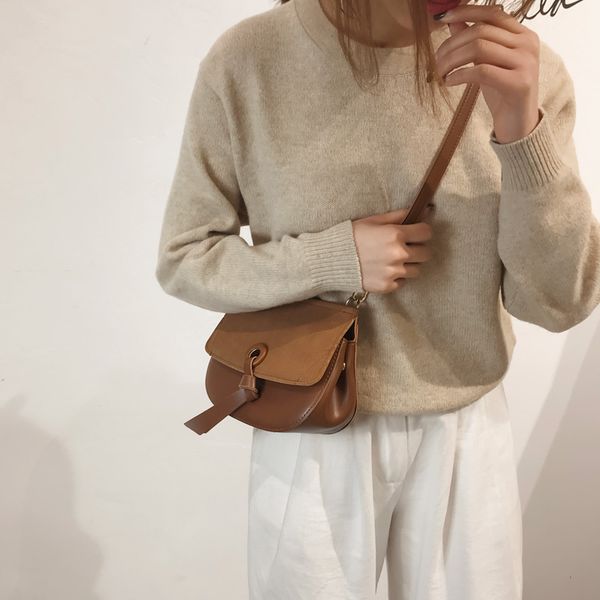 

soft solid casual messenger bag lady small saddle crossbody shoulder bag for women