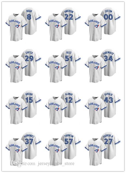 

toronto blue jays men women youth 27 vladimir guerrero jr. 22 chase anderson cooperstown collection home baseball jersey, Blue;black