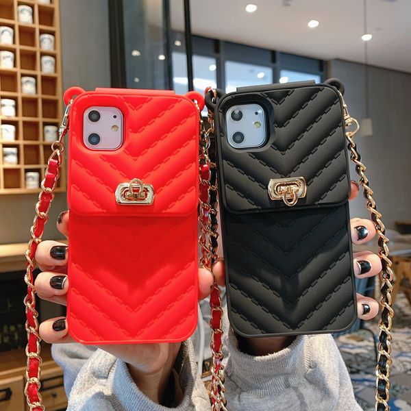 

luxurious portable with metal lanyard phone case for iphone 11 pro x xr xs max all-inclusive phone cover for iphone 6s 7 8 plus