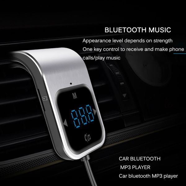 

fm transmitter bluetooth car wireless radio adapter aux mp3 player fm modulator with hands-speaking dual usb fast charger