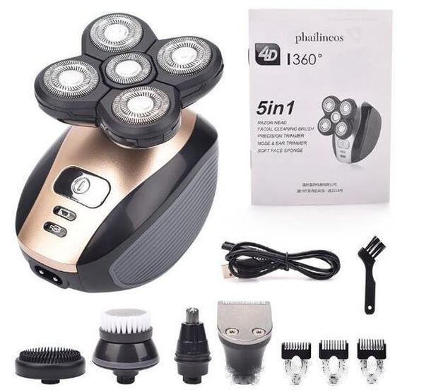 

5 in 1 electric shaver men 4d blade heads razor clipper nose hair trimmer rechargeable men ear trimmer face care shaving