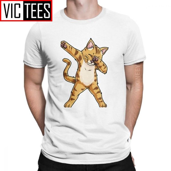

men dabbing cat funny meme kitty kitten dab lover t shirt 2020 gifts pure cotton clothes vintage tshirt