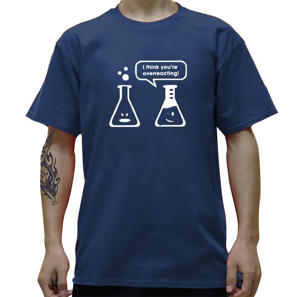 

funny you're overreacting chemistry t-shirt mens short sleeves streetwear hip hop printed t shirts plus size casual tees