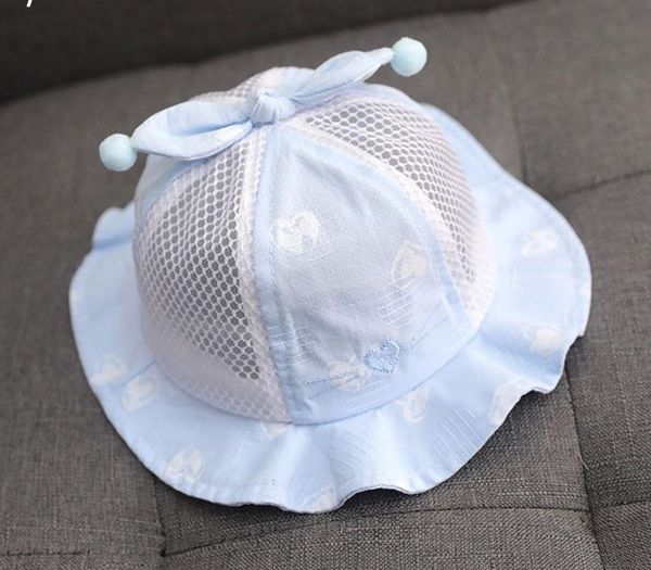 

summer cute baby sun hat heart print baby boy girl caps outdoor kids bucket hat cute children beach caps beanie sunscreen, Blue;gray