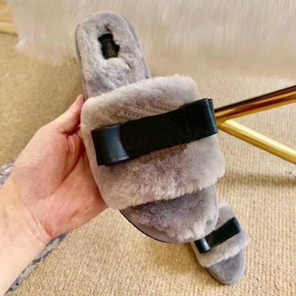 

женщины проектировщика шерсть слайд- меховых мулов winter fur flats тапочку luxury тапочка вьетнамка женщин способа горок обуви хорошего кач, Black
