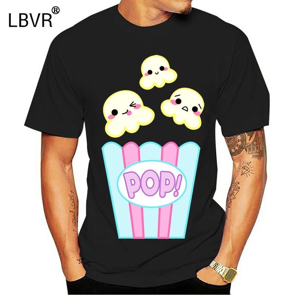 

popcorn kawaii t shirt for men naughty cute sad summer clothing black movie foodie tee shirts cartoon tshirt