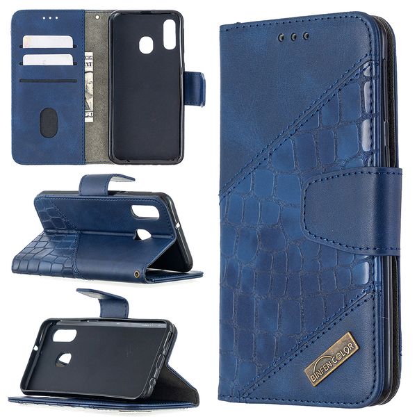 

for samsung galaxy a40 case flip cover stand leather wallet color matching crocodile pattern card slot for samsung galaxy a41