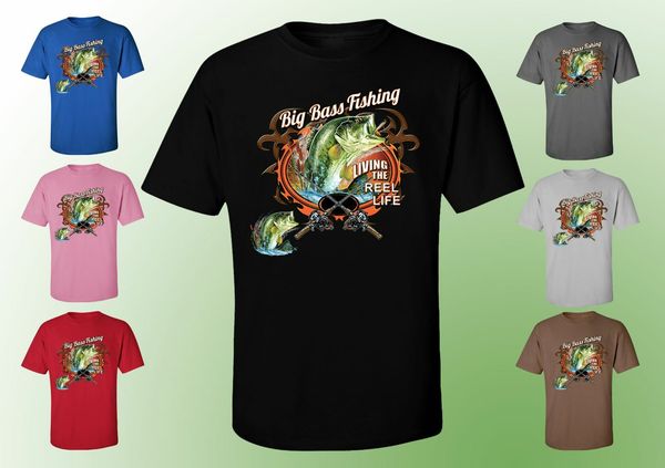 

big bass fishing - t-shirts fish fishing black t-shirt tee (20427hd1