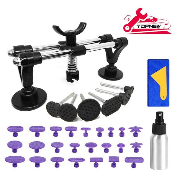 

car body repair tool kit, car dent puller with double pole bridge dent puller glue tabs, glue shovel for removal